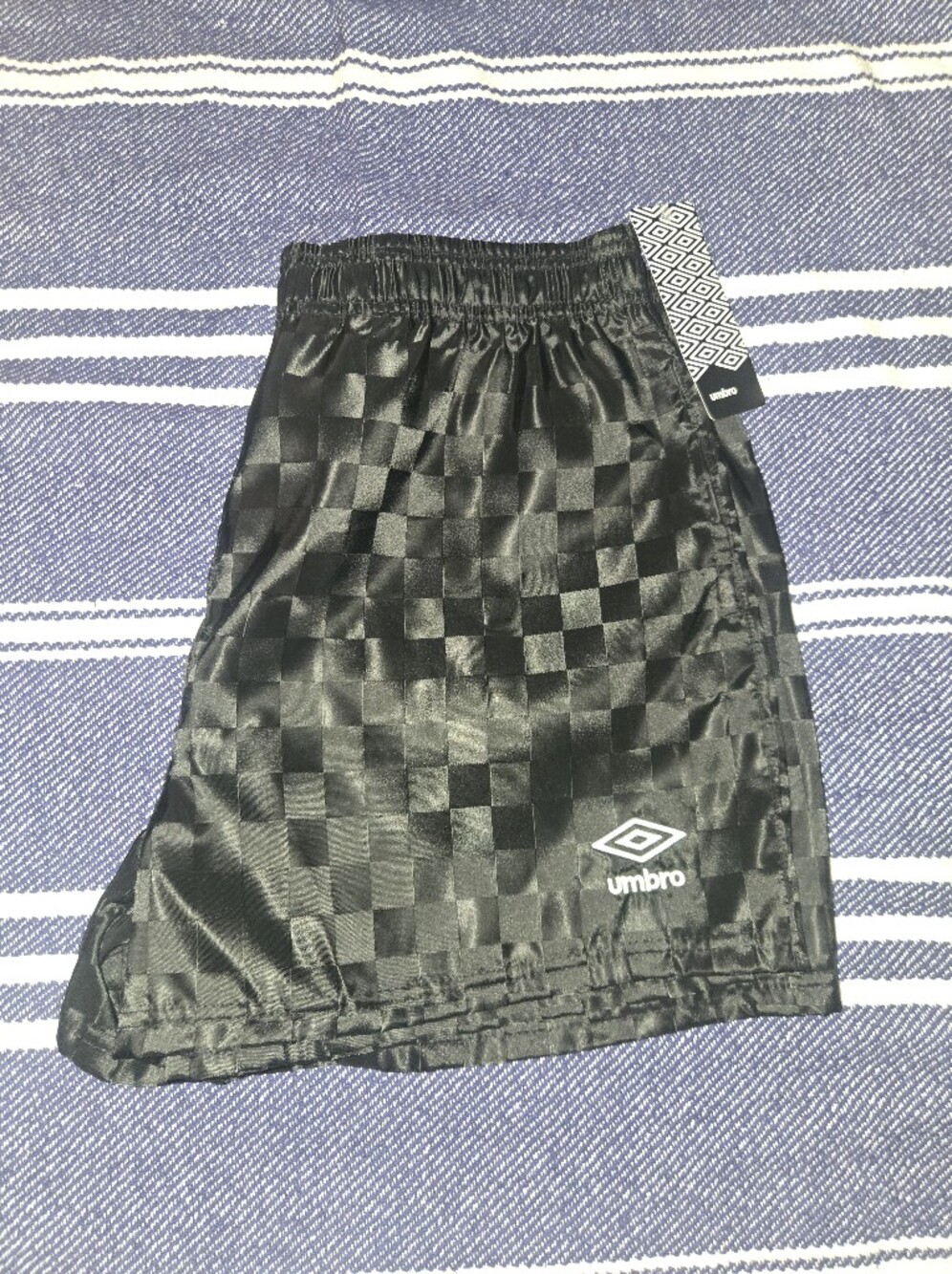Umbro Black Checker Satin Athletic Shorts